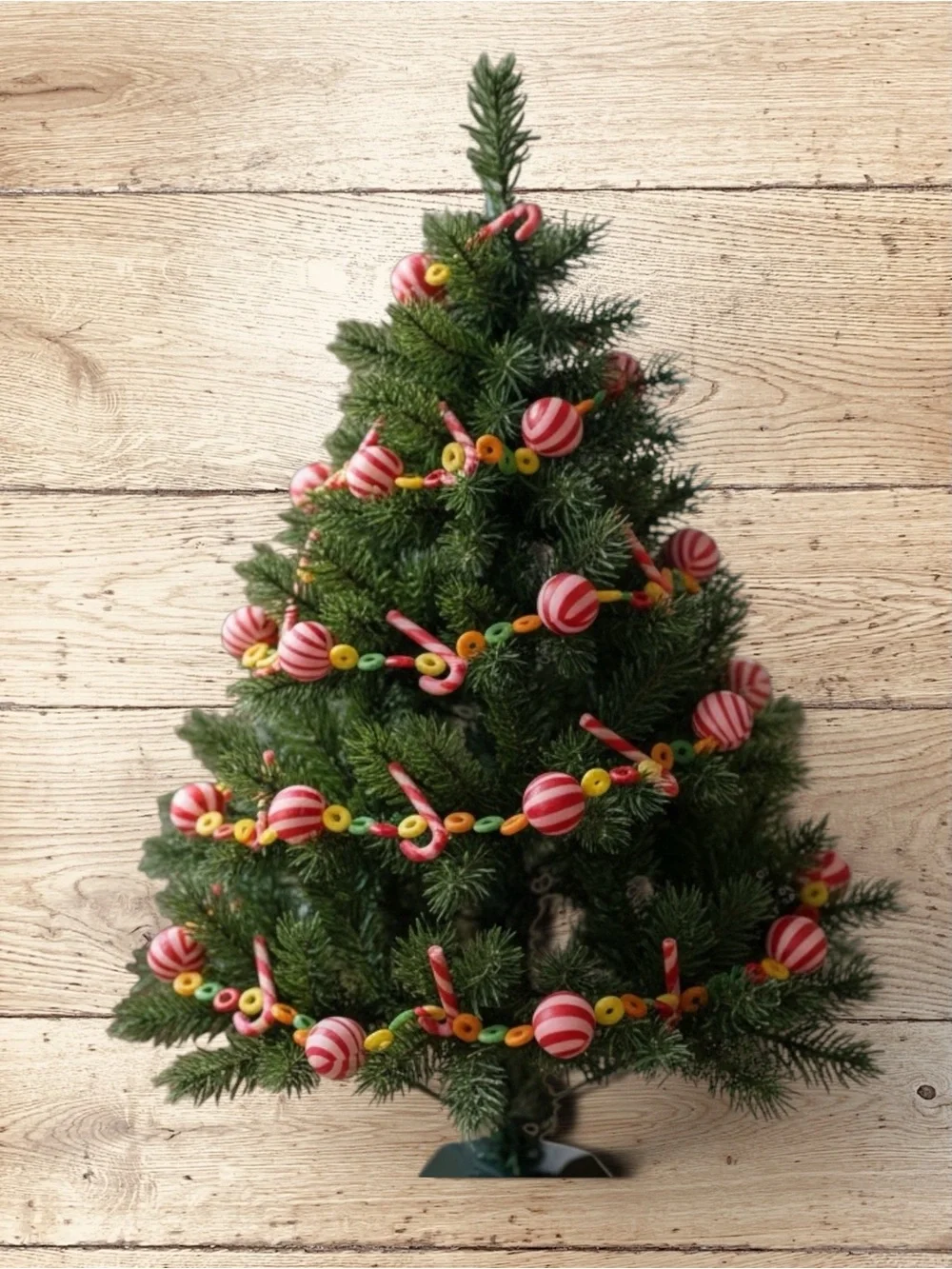 Vintage 9ft Candy Christmas Garland Peppermint Candy Cane Blow Mold Kitsch